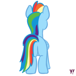 Size: 500x500 | Tagged: safe, alternate version, artist:yakoshi, part of a set, rainbow dash, pegasus, pony, g4, 8 angles of pony collaboration, behind, female, mare, rainbutt dash, simple background, solo, transparent background