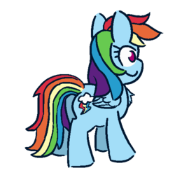 Size: 500x500 | Tagged: safe, alternate version, artist:threetwotwo32232, part of a set, rainbow dash, pegasus, pony, g4, 8 angles of pony collaboration, chest fluff, female, mare, simple background, smiling, solo, transparent background