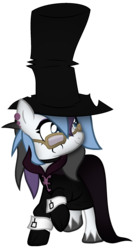 Size: 1201x2153 | Tagged: safe, artist:angelofthewisp, oc, oc only, oc:sugar skull (angelofthewisp), pony, base used, clothes, costume, female, hat, impossibly large hat, mare, mortimer (twisted metal 2), nightmare night costume, simple background, solo, top hat, transparent background, twisted metal
