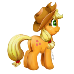 Size: 500x500 | Tagged: safe, alternate version, artist:aemuhn, part of a set, applejack, earth pony, pony, g4, 8 angles of pony collaboration, applejack's hat, cowboy hat, female, freckles, hat, mare, simple background, smiling, solo, transparent background