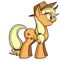 Size: 500x500 | Tagged: safe, alternate version, artist:anontheanon, part of a set, applejack, earth pony, pony, g4, 8 angles of pony collaboration, applejack's hat, cowboy hat, female, hat, mare, simple background, smiling, solo, transparent background