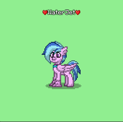 Size: 797x790 | Tagged: safe, silverstream, classical hippogriff, hippogriff, pony town, g4, green background, greyriver, multicolored hair, rule 63, simple background, solo, waterjet