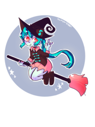 Size: 960x1280 | Tagged: safe, artist:jackytheripperart, sonata dusk, g4, broom, female, flying, flying broomstick, hat, smiling, waving, witch, witch hat