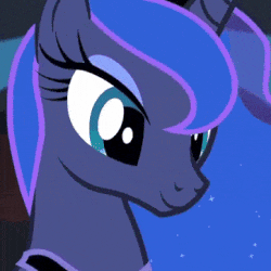 Size: 250x250 | Tagged: safe, screencap, princess luna, alicorn, pony, for whom the sweetie belle toils, g4, season 4, animated, beautiful, blinking, cropped, cute, ethereal mane, eyeshadow, female, flowing mane, gif, lunabetes, makeup, mare, smiling, solo, starry mane