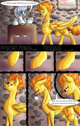 Size: 811x1280 | Tagged: safe, artist:masterofintrigue, spitfire, oc, oc:sweet dreams, comic:apocalyponies, g4, comic