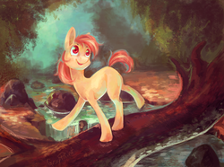 Size: 1744x1296 | Tagged: safe, artist:graypaint, oc, oc only, earth pony, pony, bridge, forest, solo