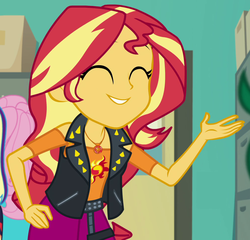Size: 1007x968 | Tagged: safe, screencap, sunset shimmer, equestria girls, equestria girls specials, g4, my little pony equestria girls: better together, my little pony equestria girls: forgotten friendship, canterlot high, cropped, cute, eyes closed, female, geode of empathy, magical geodes, shimmerbetes