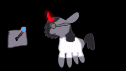 Size: 600x338 | Tagged: safe, artist:artdbait, oleander (tfh), them's fightin' herds, animated, clothes, community related, doodle, female, fightin' doods, gif, glowing, glowing horn, goggles, horn, lab coat, lever, magic, solo