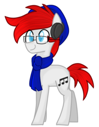 Size: 460x590 | Tagged: safe, artist:rozzertrask, oc, oc only, oc:apex soundwave, earth pony, pony, 2019 community collab, derpibooru community collaboration, clothes, male, music notes, simple background, solo, stallion, transparent background