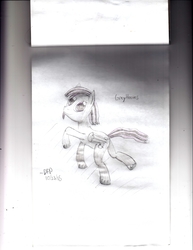 Size: 2550x3300 | Tagged: safe, oc, oc:greyhooves, pegasus, pony, beard, facial hair, high res, stairs, traditional art