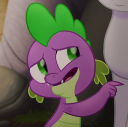 Size: 360x358 | Tagged: safe, screencap, rarity, spike, dragon, g4, my little pony: the movie, cropped, male, pointing