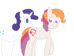 Size: 4032x3024 | Tagged: safe, artist:alviniscute, light heart, rarity, earth pony, pony, unicorn, g2, g4, 35th anniversary, duo, looking at each other, simple background, smiling, transparent background