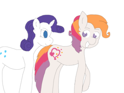 Size: 4032x3024 | Tagged: safe, artist:alviniscute, light heart, rarity, earth pony, pony, unicorn, g2, g4, 35th anniversary, duo, duo female, female, looking at each other, mare, simple background, smiling, transparent background