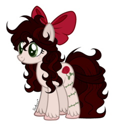 Size: 1024x1087 | Tagged: safe, artist:mintoria, oc, oc only, oc:rose vine, earth pony, pony, bow, female, hair bow, mare, simple background, solo, transparent background