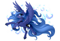 Size: 3660x2540 | Tagged: dead source, safe, artist:vird-gi, princess luna, alicorn, pony, g4, chest fluff, cute, ear fluff, female, flying, high res, mare, simple background, solo, transparent background