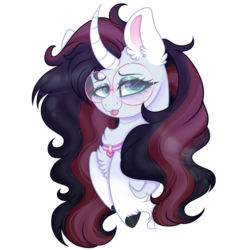 Size: 1024x1024 | Tagged: safe, artist:_spacemonkeyz_, oc, oc only, pony, unicorn, bust, curved horn, female, glasses, horn, mare, portrait, simple background, solo, transparent background