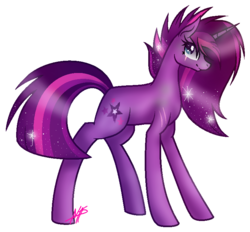 Size: 774x718 | Tagged: safe, artist:mlp004ninintv, oc, oc only, oc:midnight chasm, pony, unicorn, ethereal mane, eye scar, female, mare, scar, simple background, solo, starry mane, transparent background