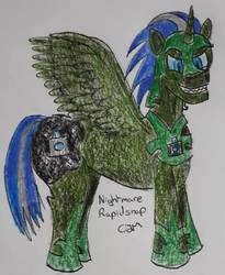Size: 1062x1293 | Tagged: safe, artist:rapidsnap, oc, oc only, oc:nightmare rapidsnap, oc:rapidsnap, pegasus, pony, clothes, costume, nightmare night, nightmare night costume, traditional art