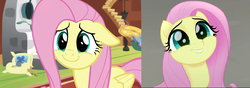 Size: 2017x713 | Tagged: safe, screencap, fluttershy, pegasus, pony, fluttershy leans in, g4, my little pony: the movie, cropped, cute, cuteness overload, female, mare, shyabetes