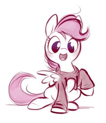 Size: 1877x2177 | Tagged: safe, artist:imalou, scootaloo, pony, g4, clothes, cute, cutealoo, female, filly, happy, meme, monochrome, open mouth, open-chest hoodie, partial color, smiling, solo, sweater