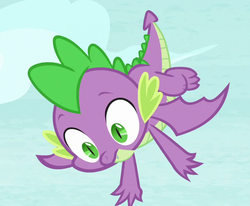 Size: 711x586 | Tagged: safe, screencap, spike, dragon, father knows beast, g4, claws, cropped, male, solo, tail, winged spike, wings