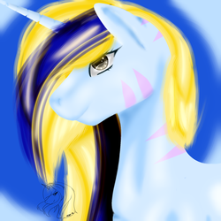 Size: 1500x1500 | Tagged: safe, artist:kensynvalkry, oc, oc only, pony, unicorn, abstract background, bust, smiling, solo