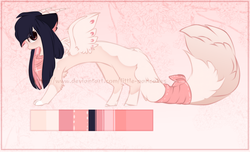 Size: 1600x973 | Tagged: safe, artist:php146, oc, oc only, draconequus, bandana, chest fluff, cute, female, fluffy, fluffy tail, looking at you, paws, reference sheet, solo