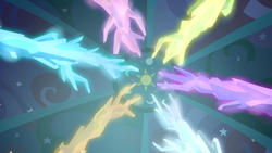 Size: 1280x720 | Tagged: safe, screencap, tree of harmony, g4, school raze, chamber, crystal, elements of harmony, moon, no pony, sun