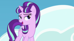 Size: 640x360 | Tagged: safe, screencap, starlight glimmer, pony, unicorn, g4, the cutie re-mark, antagonist, cloud, cutie mark, female, horn, lidded eyes, mare, on a cloud, open mouth, s5 starlight, sky, solo, standing on a cloud