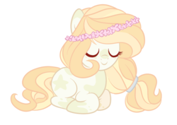 Size: 907x642 | Tagged: safe, artist:ashidaii, oc, oc only, oc:trilly, earth pony, pony, eyes closed, female, floral head wreath, flower, mare, simple background, solo, transparent background