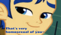 Size: 1873x1080 | Tagged: safe, edit, edited screencap, editor:apex soundwave, screencap, flash sentry, equestria girls, g4, my little pony equestria girls, implied gay, male, reaction image, solo