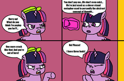 Size: 789x515 | Tagged: safe, artist:logan jones, twilight sparkle, pony, unicorn, g4, clever visual metaphor used to personify the abstract concept of thought, comic, duality, female, folder, hat, implied marriage, spongebob squarepants, squilliam returns