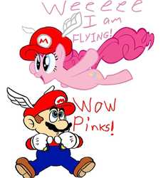 Size: 720x764 | Tagged: safe, pinkie pie, g4, cap, crossover, female, hat, male, mario, mario hat, mario's hat, mariopie, super mario 64, super mario bros., wing cap, wing mario, wings