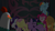 Size: 1280x720 | Tagged: safe, screencap, applejack, fluttershy, pinkie pie, rainbow dash, rarity, spike, twilight sparkle, alicorn, cockatrice, dragon, earth pony, pegasus, pony, unicorn, g4, school raze, covering eyes, female, glowing eyes, mane seven, mane six, mare, red eyes, tartarus, twilight sparkle (alicorn), winged spike, wings