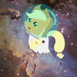 Size: 720x720 | Tagged: safe, artist:dsiak, applejack, earth pony, pony, g4, animated, astrojack, astronaut, cowboy hat, female, gif, hat, hilarious in hindsight, mare, pointy ponies, ponies in space, space, space background, spacesuit, spinning, starry backdrop, weightlessness, zero gravity
