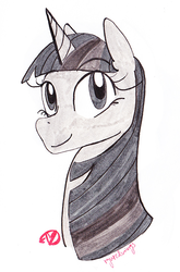 Size: 487x736 | Tagged: safe, artist:ryuredwings, twilight sparkle, pony, g4, bust, female, inktober, looking at you, portrait, solo