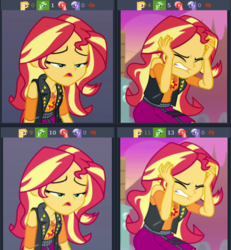 Size: 607x658 | Tagged: safe, screencap, sunset shimmer, derpibooru, equestria girls, equestria girls specials, g4, my little pony equestria girls: better together, my little pony equestria girls: forgotten friendship, comparison, cropped, female, juxtaposition, meta, solo