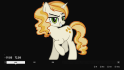 Size: 3840x2160 | Tagged: safe, artist:xlightningnovax, artist:xlightningtwisterx, sweet biscuit, pony, unicorn, g4, black background, female, forza motorsport 7, high res, mare, raised hoof, simple background, solo