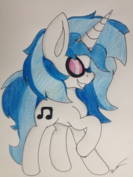 Size: 2448x3264 | Tagged: safe, artist:luxiwind, dj pon-3, vinyl scratch, pony, unicorn, g4, high res, solo, traditional art