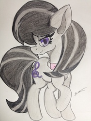 Size: 2448x3264 | Tagged: safe, artist:luxiwind, octavia melody, earth pony, pony, g4, female, high res, raised hoof, simple background, solo, traditional art, white background