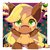 Size: 768x768 | Tagged: safe, artist:erufi, applejack, earth pony, pony, timber pony, timber wolf, g4, chibi, clothes, costume, cute, cute little fangs, fangs, female, halloween, holiday, jack-o-lantern, jackabetes, mare, no nose, pumpkin, solo, timber wolfified, timberjack