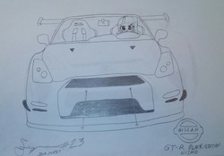 Size: 2062x1440 | Tagged: safe, artist:forzaveteranenigma, sour sweet, equestria girls, g4, my little pony equestria girls: friendship games, car, driving, female, nismo, nissan, nissan gt-r, solo, traditional art