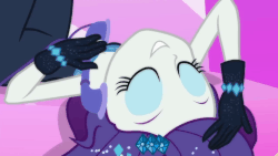 Size: 998x561 | Tagged: safe, screencap, rarity, equestria girls, g4, my little pony equestria girls: better together, the other side, animated, bedroom eyes, breasts, close-up, clothes, eyeshadow, fabulous, female, gif, gloves, hasbro-sponsored official cleavage, lidded eyes, looking at you, makeup, solo