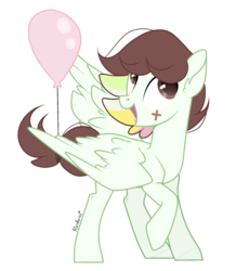 Size: 1024x1177 | Tagged: safe, artist:mintoria, oc, oc only, oc:miko, pegasus, pony, balloon, male, simple background, solo, stallion, transparent background