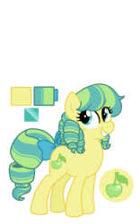 Size: 800x1280 | Tagged: safe, artist:sandwichbuns, oc, oc only, oc:singalong, earth pony, pony, female, magical lesbian spawn, mare, offspring, parent:applejack, parent:coloratura, parents:rarajack, reference sheet, simple background, solo, transparent background