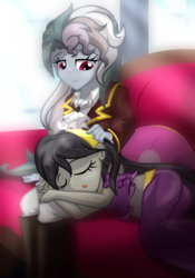 Size: 2100x3000 | Tagged: safe, artist:geraritydevillefort, octavia melody, rainbow dash, the count of monte rainbow, equestria girls, g4, clothes, edmond dantes, female, haydée, high res, rainbow dantes, sleeping, smiling, the count of monte cristo