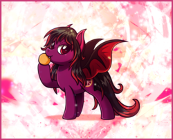 Size: 5932x4811 | Tagged: safe, artist:estories, oc, oc only, oc:blood orange, bat pony, pony, absurd resolution, female, food, mare, orange, solo