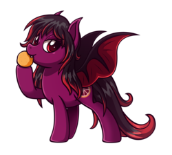 Size: 4306x3859 | Tagged: safe, artist:estories, oc, oc only, oc:blood orange, bat pony, pony, absurd resolution, female, food, mare, orange, simple background, solo, transparent background