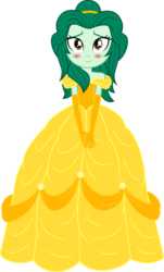 Size: 724x1200 | Tagged: safe, artist:cloudy glow, wallflower blush, human, equestria girls, g4, my little pony equestria girls: better together, beauty and the beast, blushing, clothes, cosplay, costume, cute, disney, dress, female, flowerbetes, gown, simple background, solo, transparent background