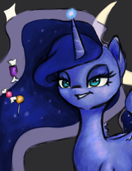 Size: 2069x2680 | Tagged: safe, artist:elizaisepic, princess luna, pony, g4, luna eclipsed, digital art, female, halloween, high res, holiday, nightmare night, painting, princess, solo